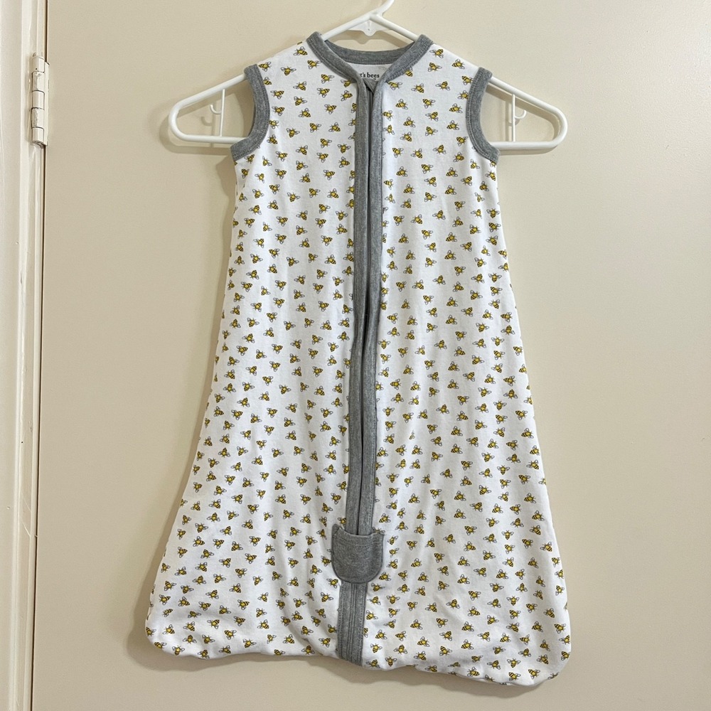 Burts‎ Bees Baby Sleep Sack Small 0-6M Organic Cotton Bee Print Wearable Blanket